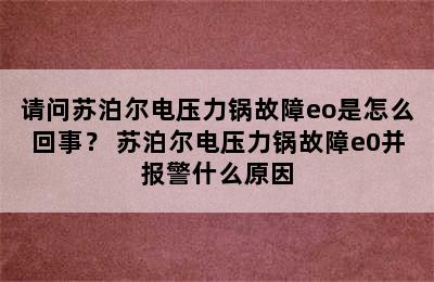 请问苏泊尔电压力锅故障eo是怎么回事？ 苏泊尔电压力锅故障e0并报警什么原因